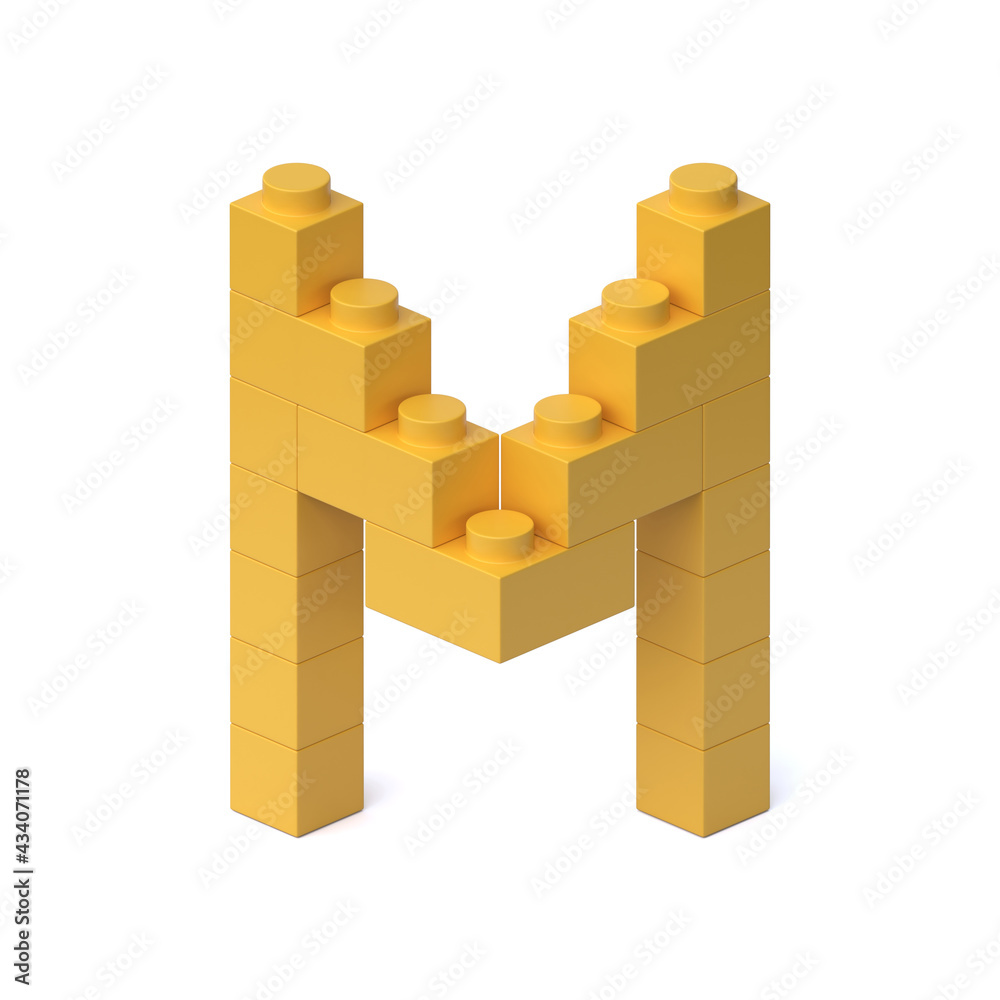 Fototapete building blocks font 3d rendering letter m