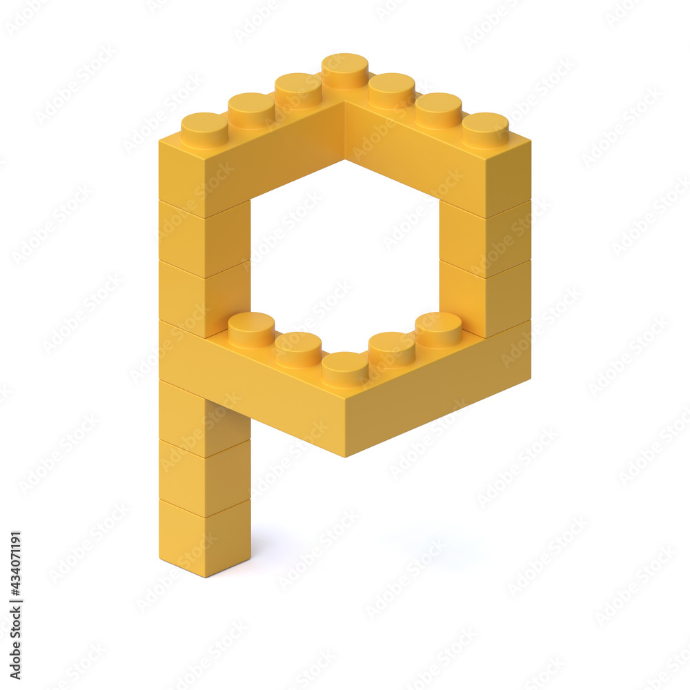 Fototapete building blocks font 3d rendering letter p