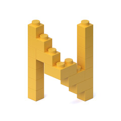 Fototapeta premium Building blocks font 3d rendering letter N