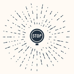 Grey Stop sign icon isolated on beige background. Traffic regulatory warning stop symbol. Abstract circle random dots. Vector
