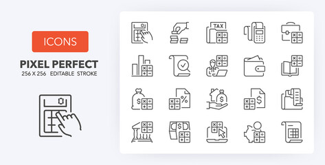 accounting line icons 256 x 256