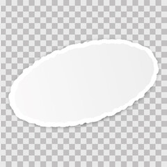 vector oval round torn paper banner with ripped edges with space for your text on transparent background
