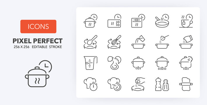 cooking line icons 256 x 256
