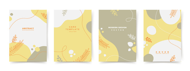 Floral creative universal background set. Abstract template in minimal trendy style for greeting cards, covers, presentations,  social media stories and posts, AD,  banner, poster 