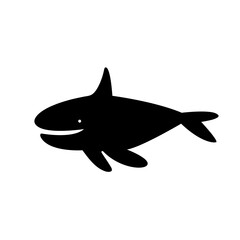 Killer whale. Sea creature, animal. Black silhouette. Cut board template design.