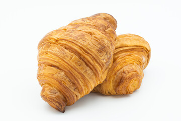 two croissants isolated on white background