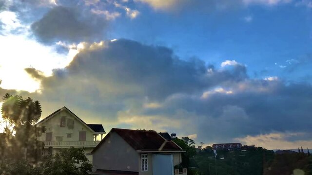 Cumulus rolling clouds timelapse in Dalat, Vietnam's honeymoon capital