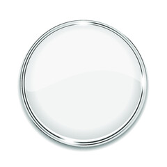 White glass button isolated on a white background. 3d rendering