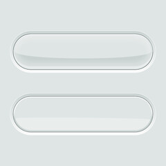 White oval plastic buttons isolated on a gray background. 3d rendering