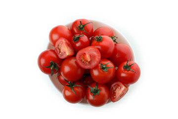 Bowl with cherry tomato isolated on white background