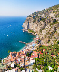 Fototapeta na wymiar Aerial view of the town of Meta on the coast of Sorrento