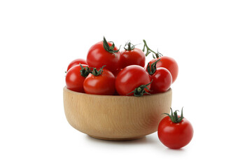 Bowl with cherry tomato isolated on white background