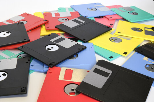 old floppy diskettes. vintage tecnology