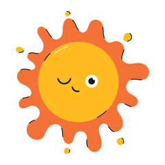 Cute sun with winks emotion vector cartoon character isolated on a white background.