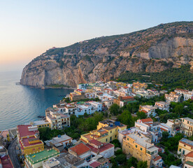 Fototapeta na wymiar Aerial view of the town of Meta on the coast of Sorrento