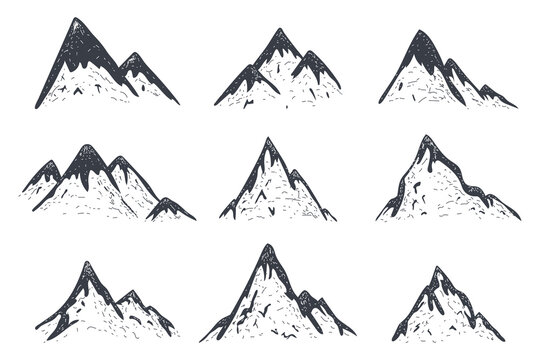 Mountains shapes vector set isolated on a white background.