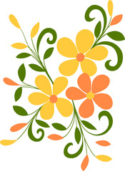 Vector illustration of a floral abstraction. Trending image in Polish style. Print for fabric, postcards, stickers