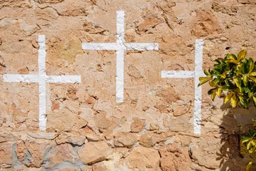 Foto op Canvas crosses, Church of Sant Ferran de ses Roques, Formentera, Pitiusas Islands, Balearic Community, Spain © Tolo