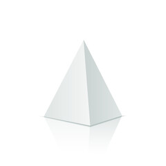 White pyramid isolated on a white background. 3d rendering