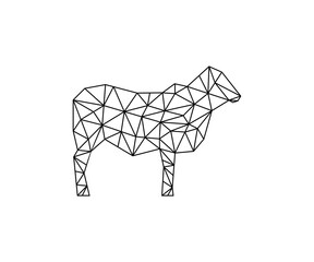Geometric Line Art Style of Cow logo design vector illustration