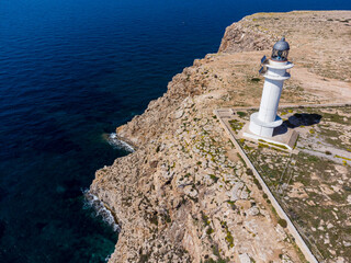 Cap Barbaria lighthouse, Formentera, Pitiusas Islands, Balearic Community, Spain