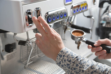 Preparing fresh coffee