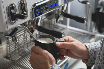 Preparing fresh coffee