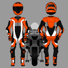 Motorcycle moto racing uniform design set mock up vector