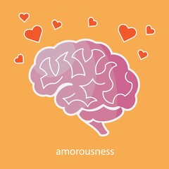 Enamored human brain. Flat style illustration.