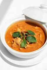 thai spicy panang pork curry with coconut milk