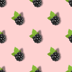 Creative seamless blackberry background in modern style. Isolated illustration. High quality image.