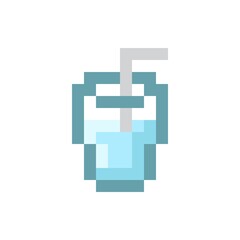 Obraz premium Drinking water pixel art. A glass of water pixel art. Icon glass water. Vector illustration.