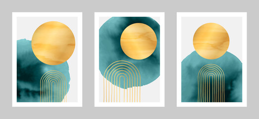 Set of abstract art  watercolor backgrounds for cover, wallpaper, office, home decoration, wall art. EPS10 vector.