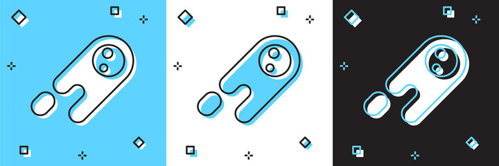 Obraz premium Set Comet falling down fast icon isolated on blue and white, black background. Vector