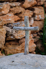 traditional stone walls for agricultural land,  Ses Creus road, Formentera, Pitiusas Islands, Balearic Community, Spain