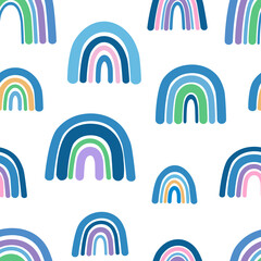 Seamless pattern blue rainbow vector illustration