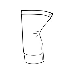 Plastic tube of cosmetics - cream or gel used crumpled on the side, Isolated vector illustration.