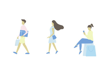 character shopping. People with shopping online and bag. Vector illustration