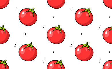 Tomato seamless pattern. Vector hand drawn illustration