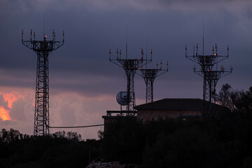 installation of antennas and radar in Puig de Cura, Algaida, Mallorca, Balearic Islands, Spain