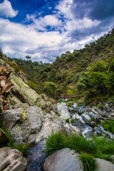 Fototapeta na wymiar Majestic River In The Middle Of Mountain. Las Hurdes Located North Of Caceres In Extremadura-Spain. Landscape Concept