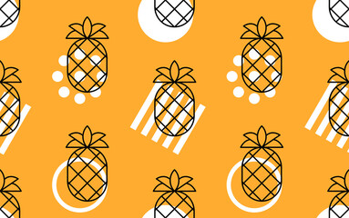 Pineapple seamless pattern. Vector hand drawn illustration