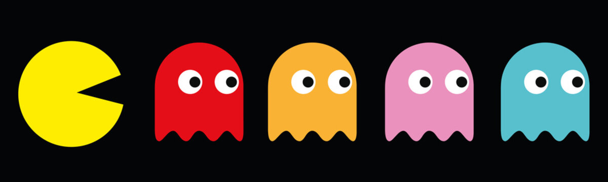 Pacman ghosts retro gaming.