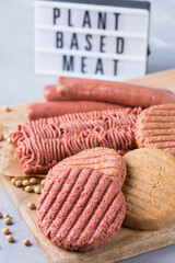 Variety of plant based meat, food to reduce carbon footprint