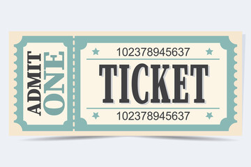 Blue Retro tickets. Vintage. Old style. Classic vintage retro ticket for movies parties, cinema, theatre, circus and other events.