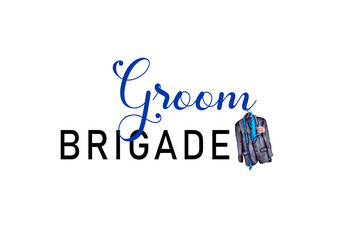 illustration of the groom's black jacket and blue tie template for wedding invitations