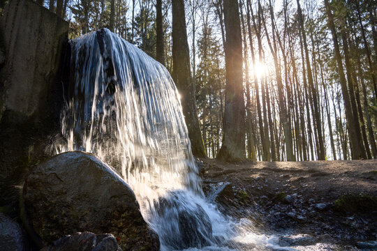 Spring waterfall in the forest
