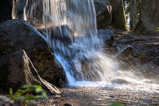 Spring waterfall in the forest
