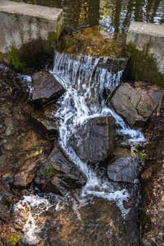 Spring waterfall in the forest