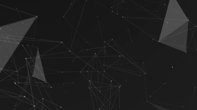 Technological Geometric Abstract Background with Plexus Lines and Triangles. Futuristic Background with Transforming Lines. Concept Innovation, Nike, Blockchain, Technology